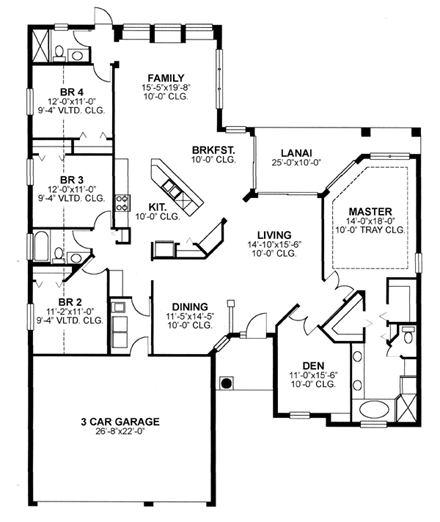 House Plan 66870 First Level Plan