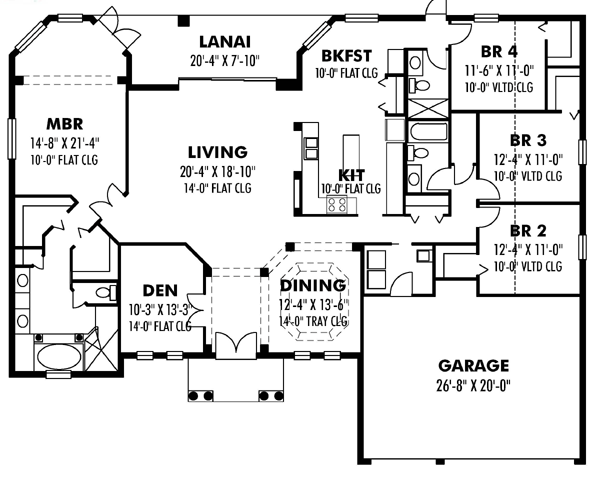 Florida Ranch Traditional Level One of Plan 66872