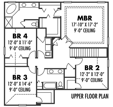 House Plan 66874 Second Level Plan