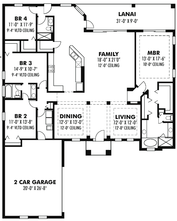 Florida Ranch Traditional Level One of Plan 66876