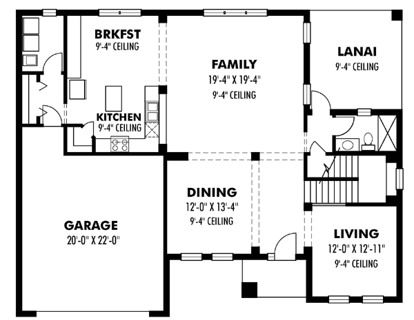 Contemporary Florida Traditional Level One of Plan 66877