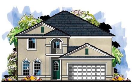 Colonial Florida Traditional Elevation of Plan 66885