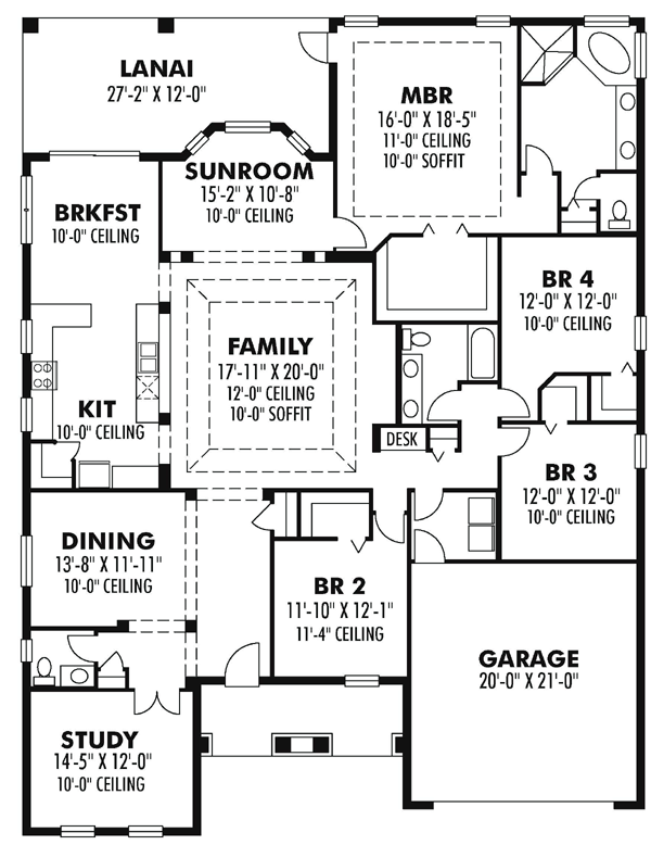 Craftsman Florida Traditional Level One of Plan 66886