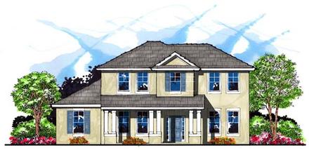 Colonial Florida Traditional Elevation of Plan 66887
