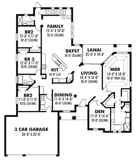 House Plan 66889 First Level Plan