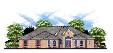 Contemporary Florida Ranch Traditional Elevation of Plan 66892