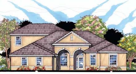 Contemporary Florida Ranch Traditional Elevation of Plan 66895