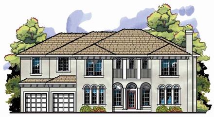 Florida Mediterranean Traditional Elevation of Plan 66899