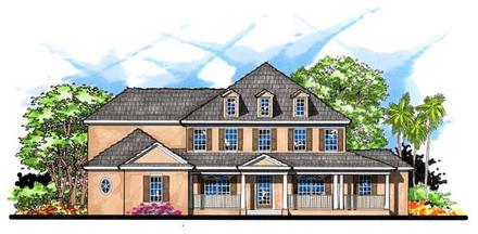 Colonial Florida Traditional Elevation of Plan 66913