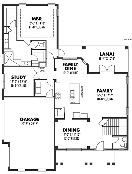 House Plan 66933 First Level Plan