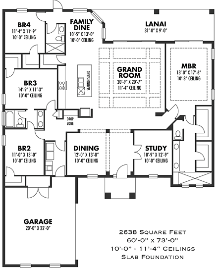 House Plan 66935 First Level Plan