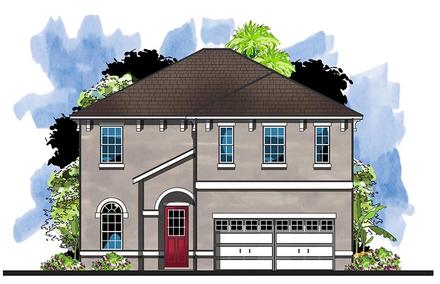 Colonial Florida Southern Elevation of Plan 66936