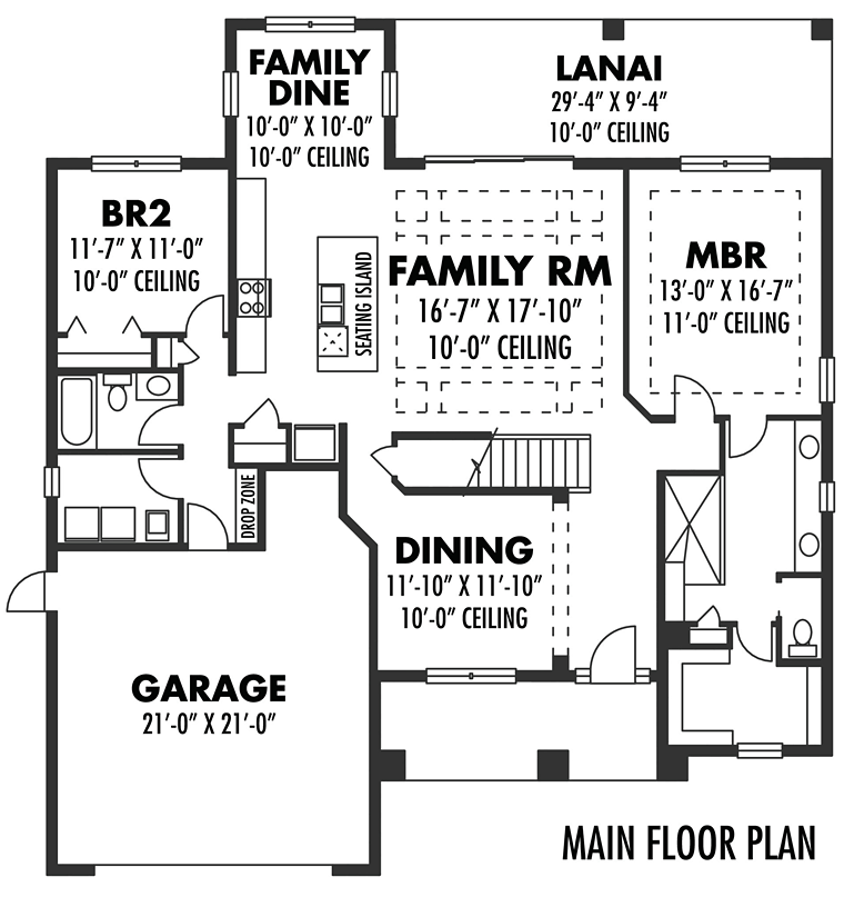 Bungalow Craftsman Florida Traditional Level One of Plan 66937