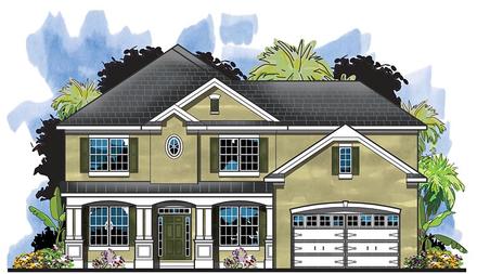 Colonial Florida Southern Traditional Elevation of Plan 66940