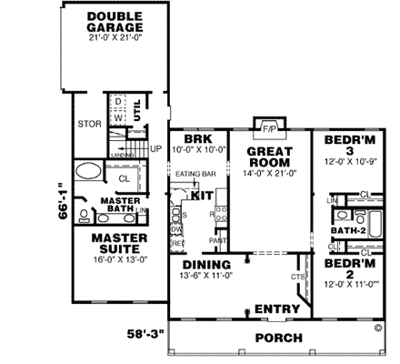 House Plan 67000 First Level Plan