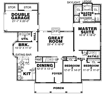 House Plan 67002 First Level Plan