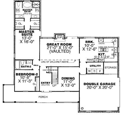 House Plan 67004 First Level Plan