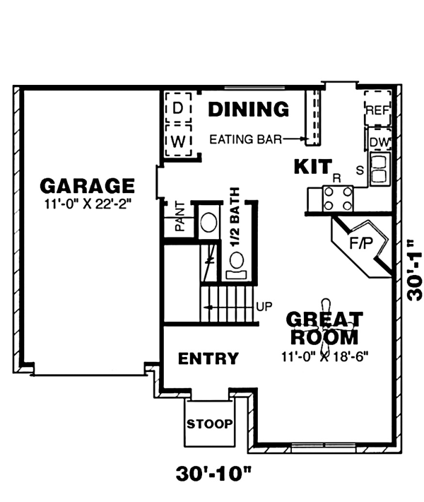 Narrow Lot Traditional Level One of Plan 67007