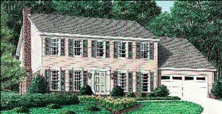 Colonial Southern Elevation of Plan 67009