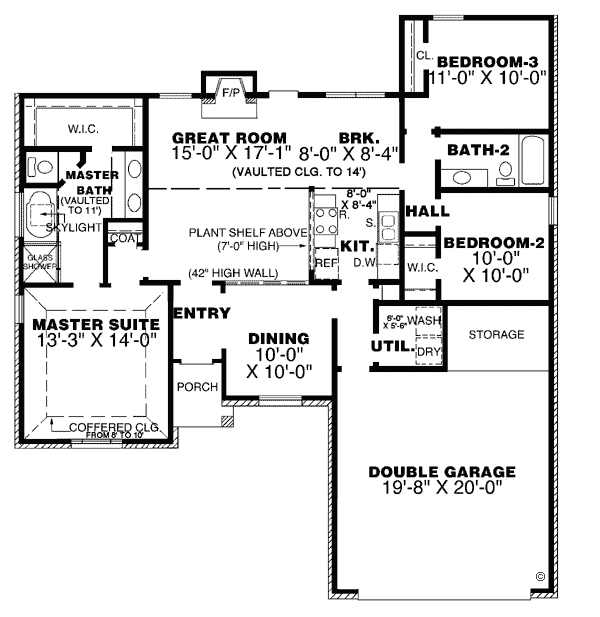 One-Story Traditional Level One of Plan 67016