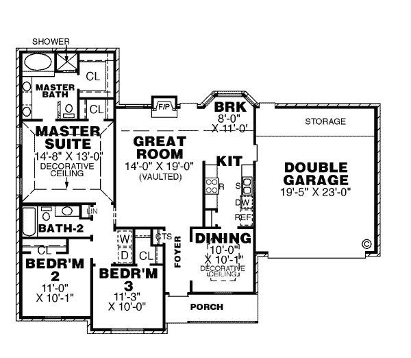 One-Story Traditional Level One of Plan 67017