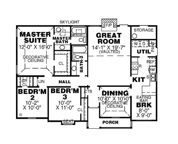 One-Story Traditional Level One of Plan 67018