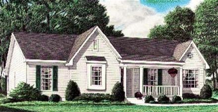 One-Story Traditional Elevation of Plan 67018