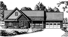 One-Story Ranch Traditional Elevation of Plan 67019