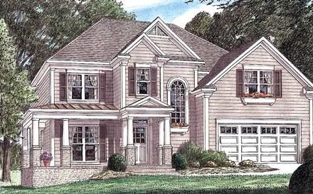 Colonial Southern Elevation of Plan 67024