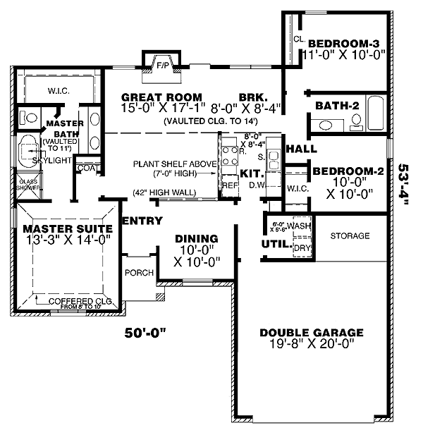 One-Story Traditional Level One of Plan 67025