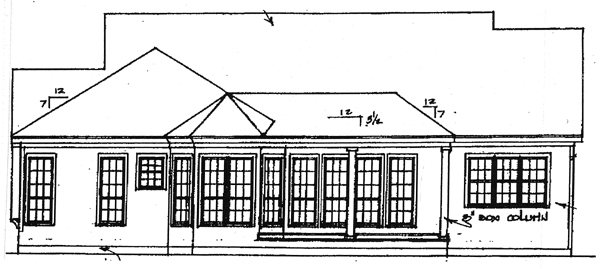 One-Story Traditional Rear Elevation of Plan 67027