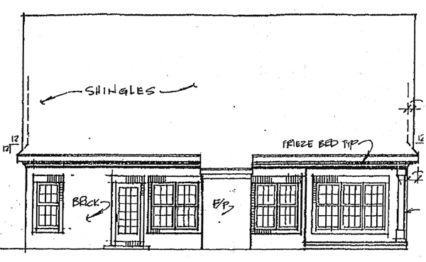 Traditional Rear Elevation of Plan 67030