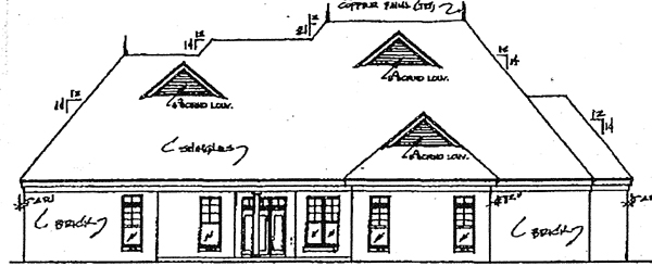 Country Victorian Rear Elevation of Plan 67031