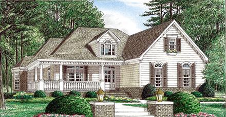 Country One-Story Elevation of Plan 67032