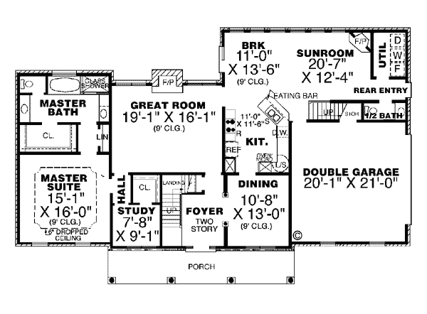 Colonial Country Southern Level One of Plan 67039