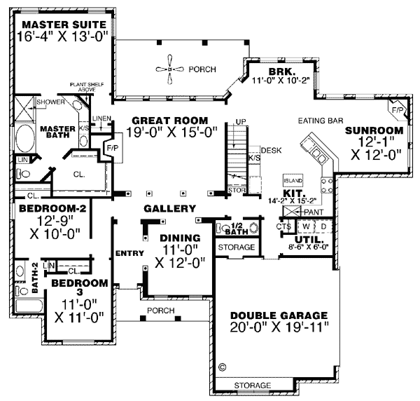 One-Story Traditional Level One of Plan 67040