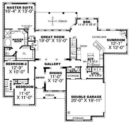 House Plan 67040 First Level Plan
