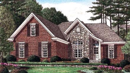 One-Story Traditional Elevation of Plan 67061