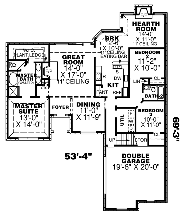 European One-Story Level One of Plan 67065