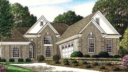 European One-Story Elevation of Plan 67065