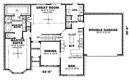 House Plan 67068 First Level Plan