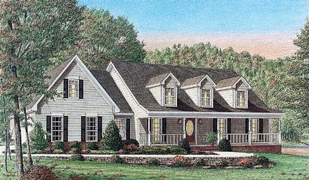 Country One-Story Elevation of Plan 67074