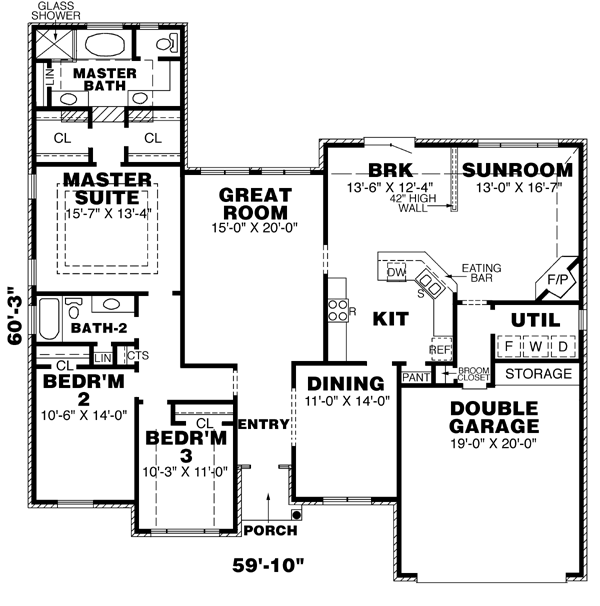 One-Story Traditional Level One of Plan 67075