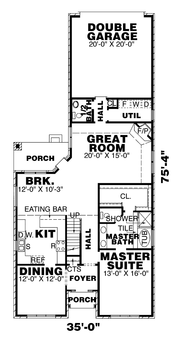 Narrow Lot Traditional Level One of Plan 67076