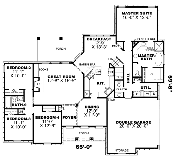 One-Story Traditional Level One of Plan 67077