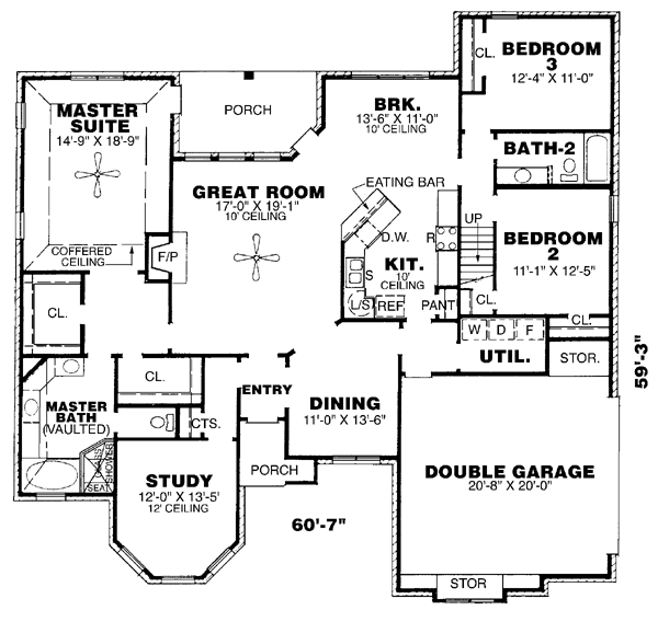 One-Story Traditional Level One of Plan 67080