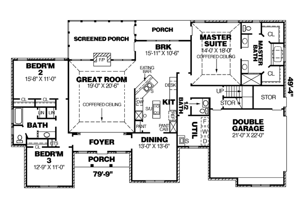 One-Story Traditional Level One of Plan 67084
