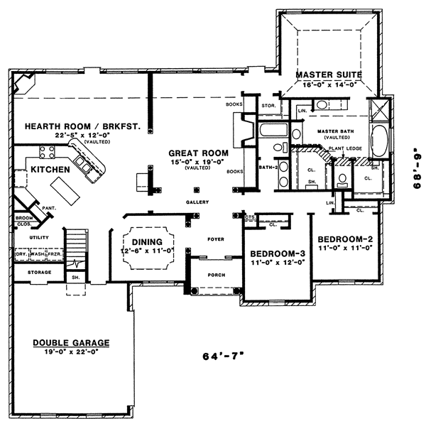 European One-Story Level One of Plan 67085