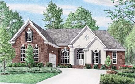 European One-Story Elevation of Plan 67085