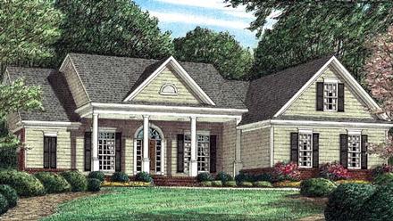 Country One-Story Elevation of Plan 67087